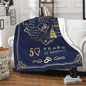 50th Wedding Gifts for 50th Anniversary Blanket - 50 Years of Wedding Gifts for Couple - Golden 50 Years of Marriage Throw Blankets Gifts for Dad Mom Grandparents Wife 60"X 50"