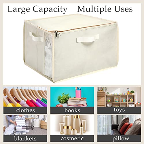 6 Pack Clothes Storage Bags Large Closet Organizers and Storage Foldable Blanket Storage Bins Storage Containers for Clothing, Comforters, Toys with Dual Zipper Carrying Handles (20 x 16 x 13 Inch)