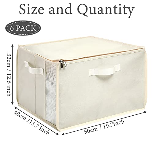 6 Pack Clothes Storage Bags Large Closet Organizers and Storage Foldable Blanket Storage Bins Storage Containers for Clothing, Comforters, Toys with Dual Zipper Carrying Handles (20 x 16 x 13 Inch)