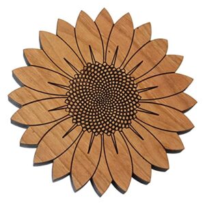 sunflower trivet - hand crafted in the usa from solid cherry hardwood