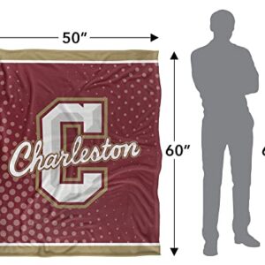 College of Charleston Blanket, 50"x60" Logo Dots Silky Touch Sherpa Back Super Soft Throw Blanket