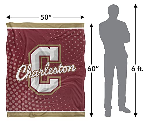 College of Charleston Blanket, 50"x60" Logo Dots Silky Touch Sherpa Back Super Soft Throw Blanket