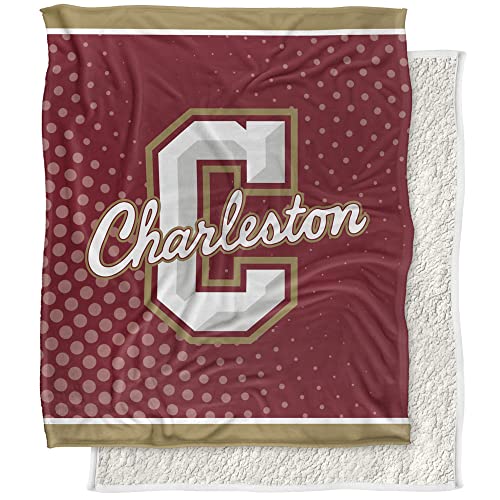 College of Charleston Blanket, 50"x60" Logo Dots Silky Touch Sherpa Back Super Soft Throw Blanket