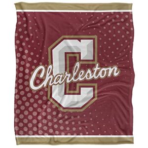 College of Charleston Blanket, 50"x60" Logo Dots Silky Touch Sherpa Back Super Soft Throw Blanket