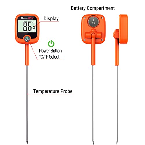 ThermoPro TP509 Candy Thermometer with Pot Clip, Instant Read Meat Thermometer with LCD, Cooking Oil Thermometer Deep Frying Thermometer for Candy Maple Syrup Grease Cheese Sugar Brewing Making