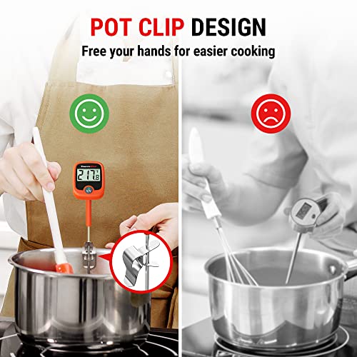 ThermoPro TP509 Candy Thermometer with Pot Clip, Instant Read Meat Thermometer with LCD, Cooking Oil Thermometer Deep Frying Thermometer for Candy Maple Syrup Grease Cheese Sugar Brewing Making