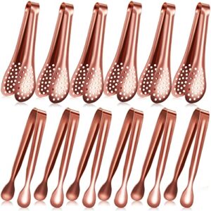 vesici 12 pieces mini serving tongs small tongs serving utensils, ice tongs mini sugar tongs, small tongs for appetizers, 5 inch(rose gold)