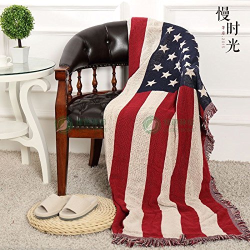 UNIGARDEN American Flag Throw Blankets Double Sided Cotton Woven Couch Throws Us Flag Tapestry red, 51"X71"inch