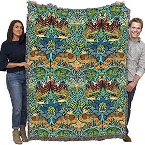 Pure Country Weavers William Morris Dragon and Peacock Blanket - Arts & Crafts - Gift Tapestry Throw Woven from Cotton - Made in The USA (72x54)