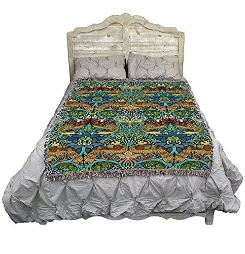 Pure Country Weavers William Morris Dragon and Peacock Blanket - Arts & Crafts - Gift Tapestry Throw Woven from Cotton - Made in The USA (72x54)