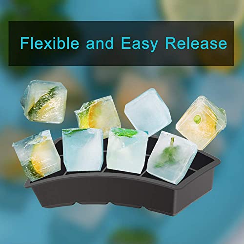 Alinana Ice Cube Tray with Lid, BPA Free Food Grade Ice Cube Molds for Whiskey, Large Silicone Ice Cube Tray for Cocktails