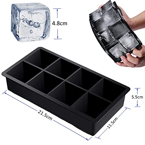 Alinana Ice Cube Tray with Lid, BPA Free Food Grade Ice Cube Molds for Whiskey, Large Silicone Ice Cube Tray for Cocktails