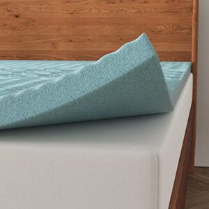 NapQueen 2 Inch 5-Zone Gel Memory Foam Mattress Topper, CertiPUR-US Certified, Twin, Blue