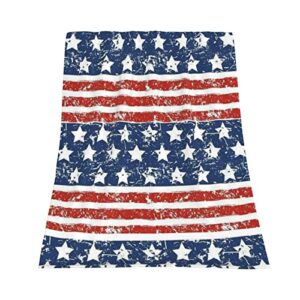 independence day blanket 4th of july usa flag day theme blanket super soft throw blankets red and white stripes stars lightweight cozy warm flannel fleece blankets for sofa bed couch 50"x60"
