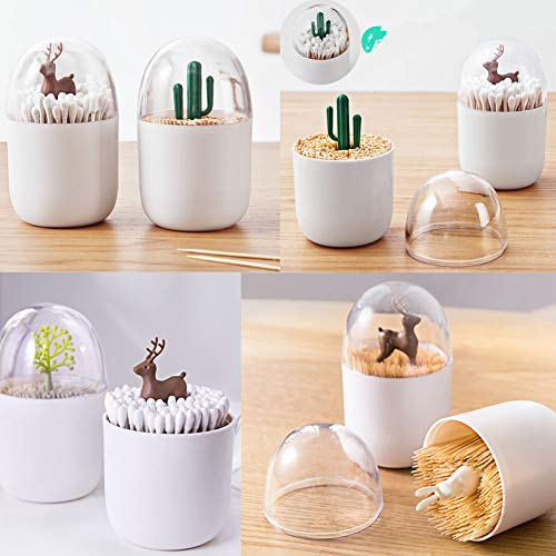 HomDSim 2 Pack Creative Cotton Swab Holder,Cotton Bud Small Q-Tips Toothpicks Brushes Holder Box Case Storage Organizer Jar with Clear Lid Dustproof Cover