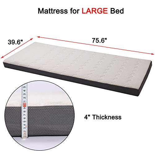 UHOM 75” x 39” 30D Foam Soft Mattress Twin Size for Children House Frame Bed, Bedroom Furniture