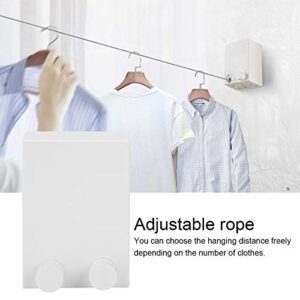 Retractable, Telescopic Adjustable Wall Mounted Drying Rope for Indoor Outdoor, Max Load 44lb(White) (Color : White)