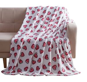 home decor soft throw blanket: flurries of fun sketch hearts, pink black white, accent for couch sofa chair bed or dorm (sketched hearts)
