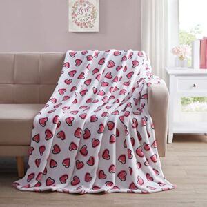 Home Decor Soft Throw Blanket: Flurries of Fun Sketch Hearts, Pink Black White, Accent for Couch Sofa Chair Bed or Dorm (Sketched Hearts)