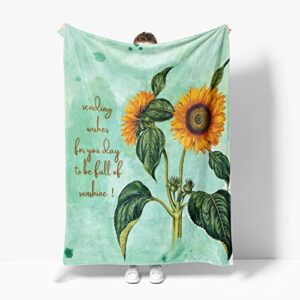 lfmu sunflower flannel fleece blanket sending wishes ultra soft bright and cheerful sunflower throw blanket for birthday christmas,beautiful sunflower decor for bedroom or living room 60" x 80"