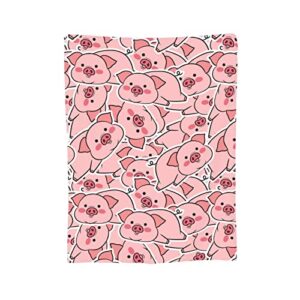 Cartoon Pink Pig Blanket Plush Lightweight Soft Flannel Fleece Throw Blankets Bedding for Bed Sofa Couch Living Room 60"x50"