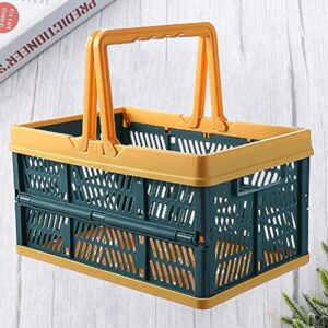 DXBO Collapsible Storage Baskets Grocery Baskets Folding Stackable Storage Containers s with Handles Car Kitchen Sundries Organizer Green (Color : Green)