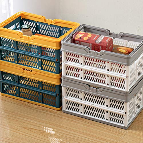 DXBO Collapsible Storage Baskets Grocery Baskets Folding Stackable Storage Containers s with Handles Car Kitchen Sundries Organizer Green (Color : Green)