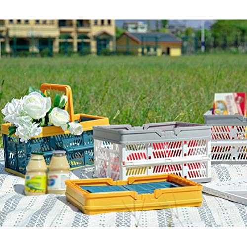 DXBO Collapsible Storage Baskets Grocery Baskets Folding Stackable Storage Containers s with Handles Car Kitchen Sundries Organizer Green (Color : Green)