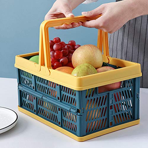 DXBO Collapsible Storage Baskets Grocery Baskets Folding Stackable Storage Containers s with Handles Car Kitchen Sundries Organizer Green (Color : Green)