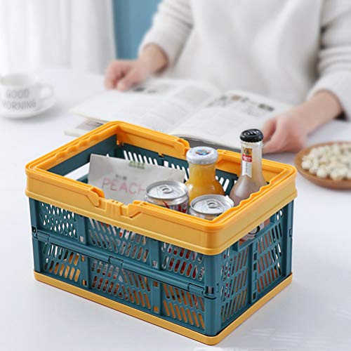 DXBO Collapsible Storage Baskets Grocery Baskets Folding Stackable Storage Containers s with Handles Car Kitchen Sundries Organizer Green (Color : Green)