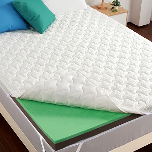 Twin Extra Long (Twin XL) Mattress Topper, Homhougo Medium Firm Memory Foam with Soft Pillow Top, 4-Inch Triple Layer Bed Topper for Pain Relief