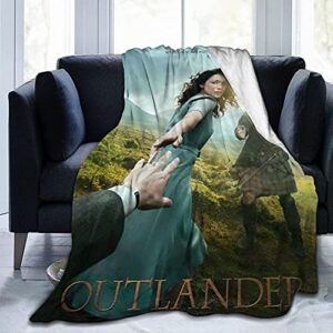outlander blanket throw blankets ultra soft flannel lightweight throws for couch, bed, plush fuzzy flannel microfiber warm thermal blanket all seasons use 80"x60"
