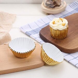 Gold Cupcake Liners,GOLF Standard Gold Foil Cupcake Liners Wrappers Metallic Baking Cups ,Muffin Paper Cases, 100 Pack