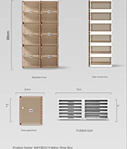 MAYIBOX 2 Rows of 12 Compartments Portable Free Stacking Transparent Thickened Shoe Box - Side Transparent Locker - Plastic Simple Shoe Cabinet - Storage 12 Pairs of Shoes(2 rows of 12 grids)