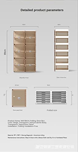 MAYIBOX 2 Rows of 12 Compartments Portable Free Stacking Transparent Thickened Shoe Box - Side Transparent Locker - Plastic Simple Shoe Cabinet - Storage 12 Pairs of Shoes(2 rows of 12 grids)