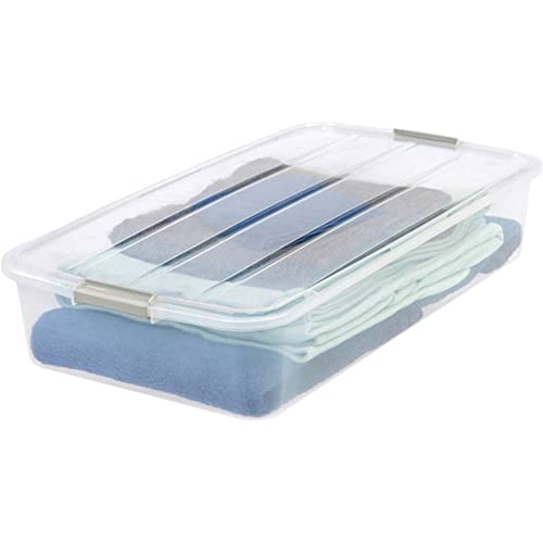 IRIS USA Underbed Buckle-Up Box 50 Quart Plastic Storage Container, Clear (2 Pack)