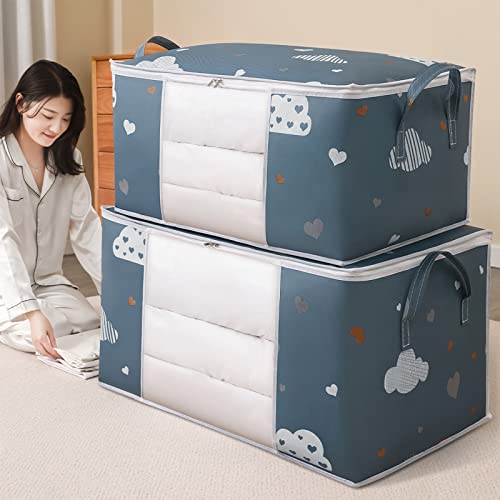 Gecau Comforter Storage Bag, Folding Organizer Bag for Comforters, Pillows, Blankets, Bedding/Quilt, Blanket