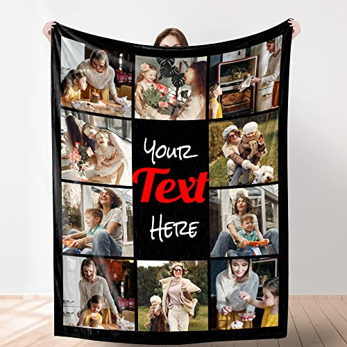 YESCUSTOM Custom Blanket with Photo Text Collage Personalized 10 Photo Throw Blanket Using My Own Pictures, Made in USA Gifts for Mom Dad Family Sisters Friends Kids Wife_Text-9-Daddy