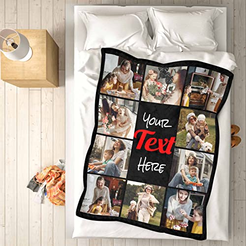 YESCUSTOM Custom Blanket with Photo Text Collage Personalized 10 Photo Throw Blanket Using My Own Pictures, Made in USA Gifts for Mom Dad Family Sisters Friends Kids Wife_Text-9-Daddy