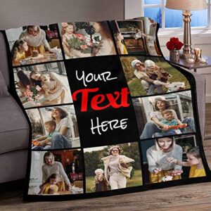 YESCUSTOM Custom Blanket with Photo Text Collage Personalized 10 Photo Throw Blanket Using My Own Pictures, Made in USA Gifts for Mom Dad Family Sisters Friends Kids Wife_Text-9-Daddy