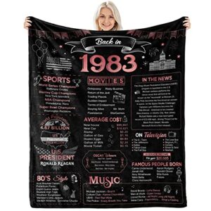 happy 40th birthday gifts for women men blanket 1983 40th birthday anniversary weeding decorations turning 40 year old bday gift idea for wife husband mom dad back in 1983 throw blanket 60lx50w inch