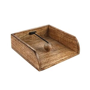 bhavatu rustic farmhouse wood napkin holder, napkin holder for kitchen tables, counter tops, indoor and outdoor, picnic, restaurants, cafe, vintage home decor (8" x 8" x 2.8")