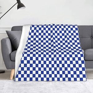 throw blanket home decor, blue checkered blanket, funny thanksgiving christmas birthday gifts, soft warm lightweight microfiber plaid flannel blankets for sofa couch bed car travel 60x50 inch