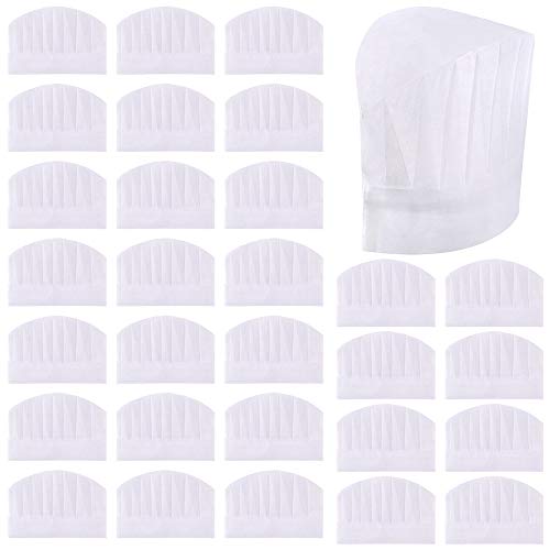 Sntieecr 30 Pack 8 Inch Kids White Paper Chef Hats, Chef Toques Kitchen Chef Caps for Cooking, Baking, Party Favors, Home Kitchen, School and Restaurant