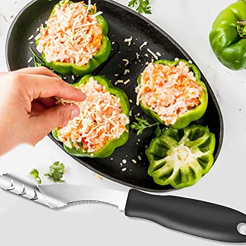 Jalapeno Pepper Corer,FIOTOK Stainless Steel Chili Corer Remover kitchen Tool with Serrated Slice and Rubber Handle Easily Seed Remover or Slice off Vegetables tops for Barbecue Roasting Peppers
