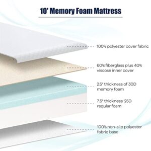 NChanmar 10 Inch Gel Memory Foam Mattress Pressure Relieving, Cooling Gel Foam, CertiPUR-US Certified, Bed-in-a-Box, White