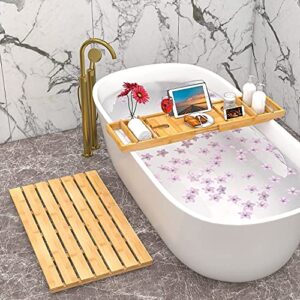 domax bathtub caddy tray and bamboo bath mat