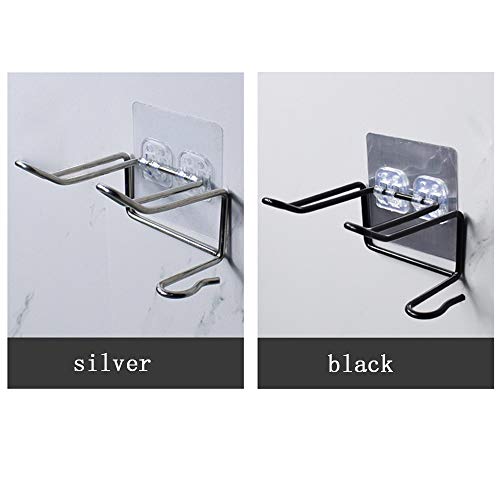 Wall-Mounted Hair Dryer Rack, Stainless Steel Hair Dryer Rack Storage Rack, Fashion Hair Dryer Bracket, no Need to Punch (black-1pack)