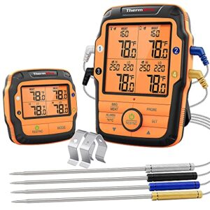thermopro tp27 500ft long range wireless meat thermometer for grilling and smoking with 4 probes smoker bbq grill kitchen food cooking thermometer for meat