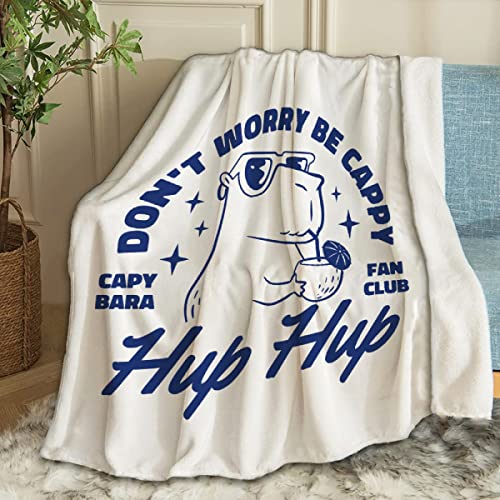 ARTBLANKET Capybara Don't Worry Throw Blanket Fannel Fleece Super Soft Funny Blanket Travel Throw Blanket for Bed Couch Sofa 40 x 50 Inch for Kid